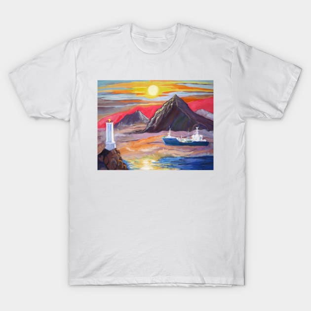 Lighthouse and ship T-Shirt by 3DVictory